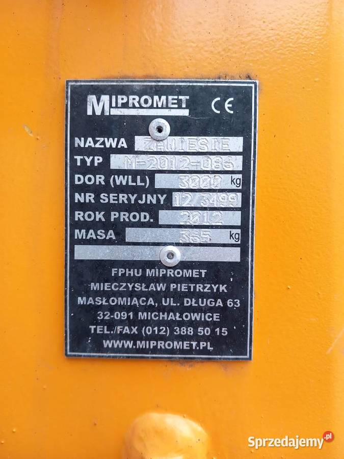 Zawiesie widłowewidły do palet MIPROMET Biznes i Przemysł