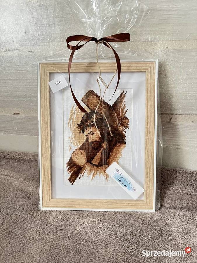 Obrazy religijne haft krzyżykowy Jezus Maryja Olsztyn sprzedam