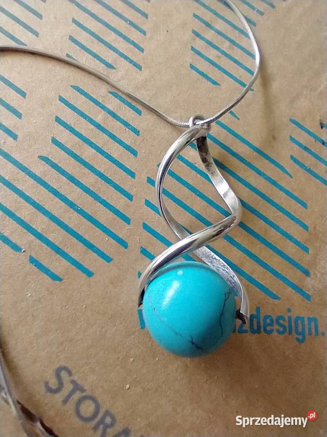 Naszyjnik wisior srebro naturalny kamień turkus Łódź