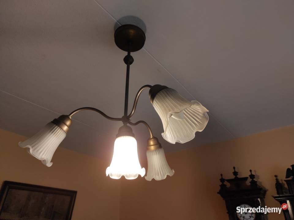Żyrandol mosiężny 4 piunktowy lampka stołowa Warszawa