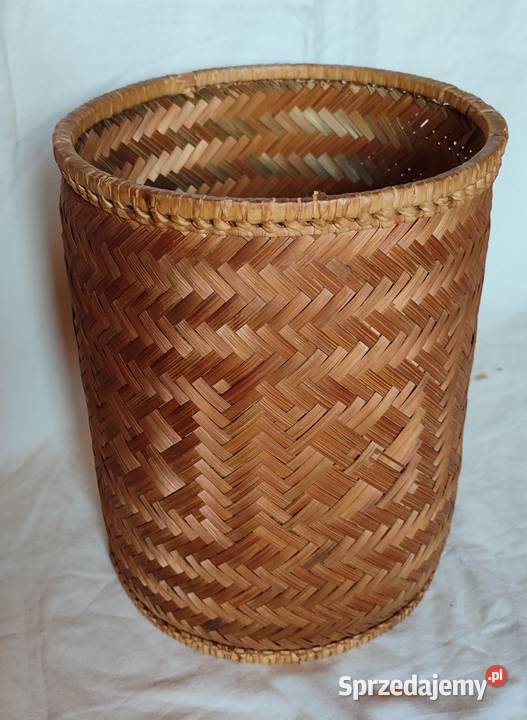 Piękny stary pleciony kosz ratanowy osłonka boho pomorskie Gdańsk