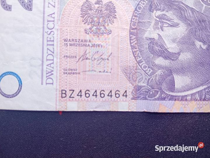 Banknot 20 2016 Radar BZ 4646464 Kolekcjonerski Wojcieszków sprzedam