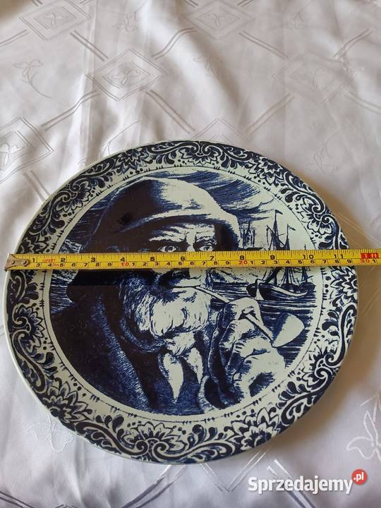 Piękne kobaltowy talerz do powieszenia na ścianę Gliwice