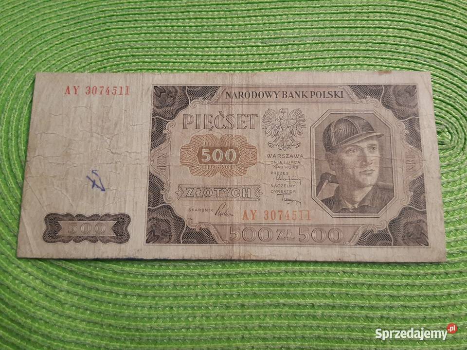 banknot polski 500 złotych z 1948r Łomża