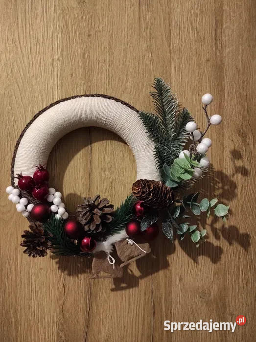Wianek świąteczny beżowy Boże Narodzenie Oleśnica