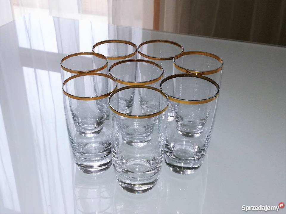 Szkło stołowe Krosno złoty pasek spodki 11 Wyposażenie wnętrz Warszawa