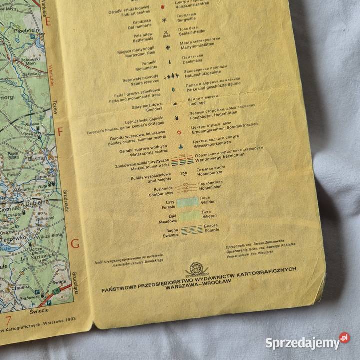 Bory Tucholskie dokładna mapa PRL Brzesko