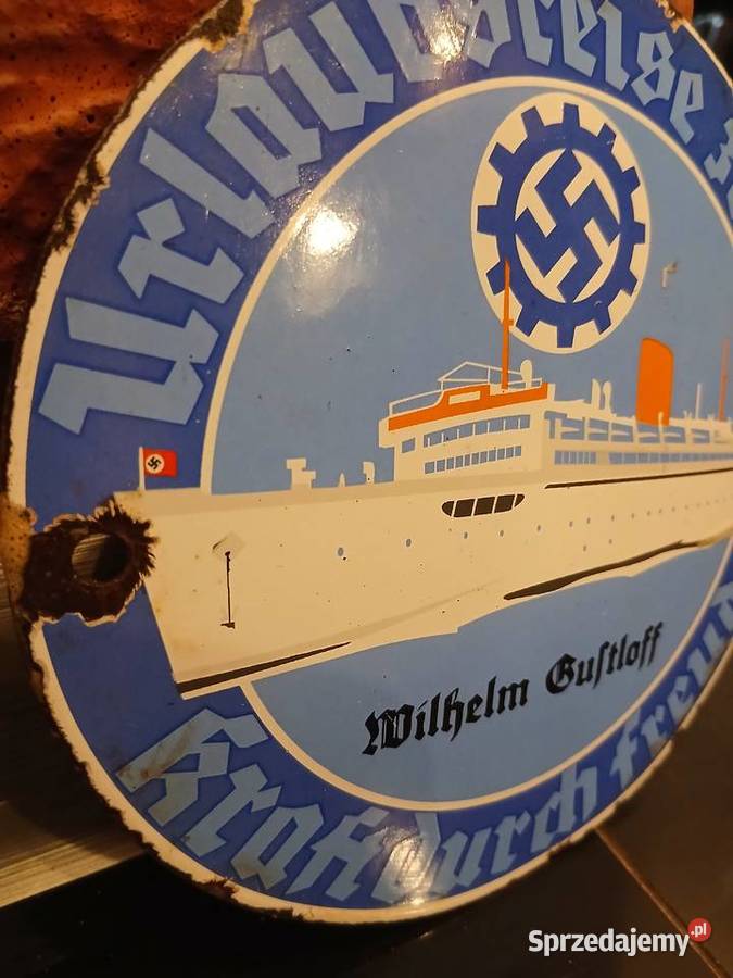 Stara tablica Wilhelm Gustloff reklama statku Bytom
