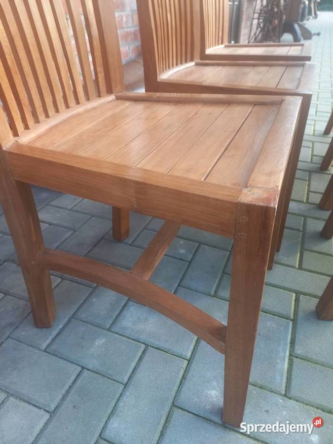 Krzesła tekowe drewniane 2 kolonialne twarde 43.5cm Gawroniec