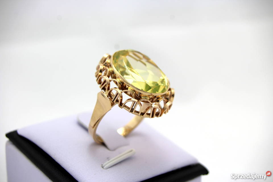 Złoty pierścionek z zielonym spinelem 585 1293 g wielkopolskie Poznań