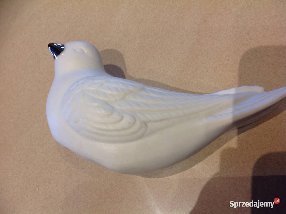 Ptaszek Biała Jaskółka Porcelana Ceramika Dekoracje i ozdoby