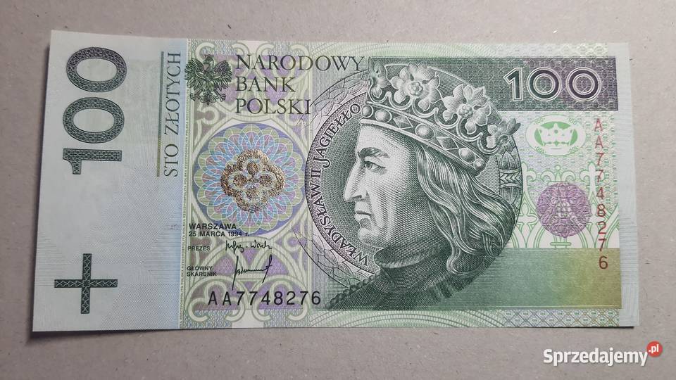 RZADKOŚĆ 100 Złotych 1994 s AA UNC
