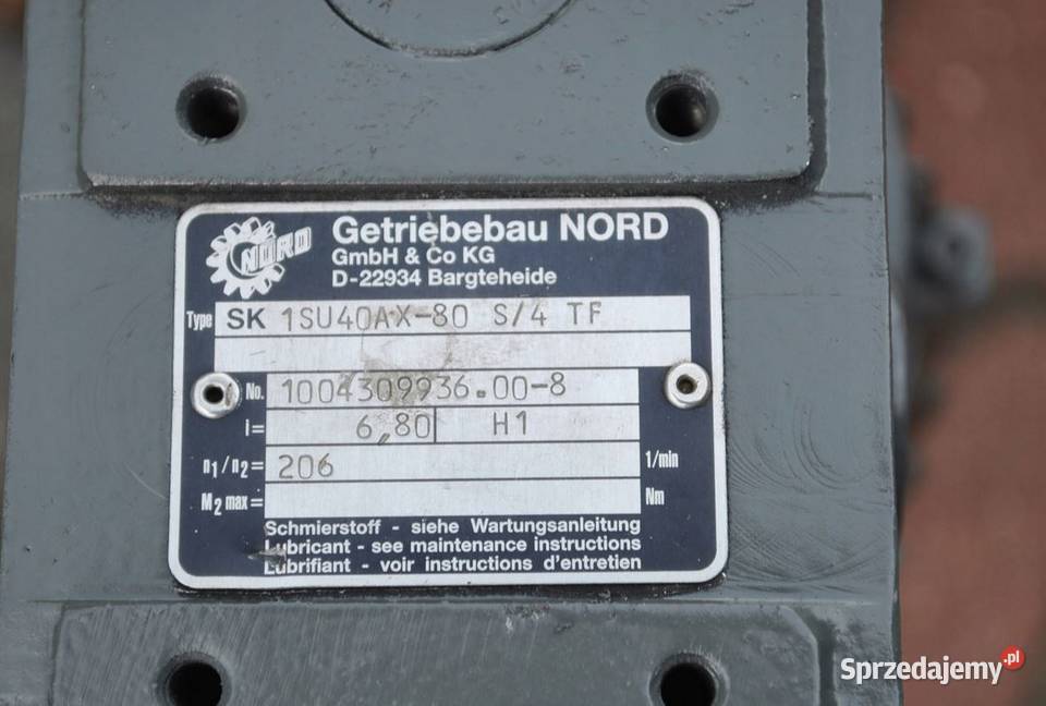Motoreduktor kątowy 055kw 206obrmin Firmy NORD lubuskie Kargowa