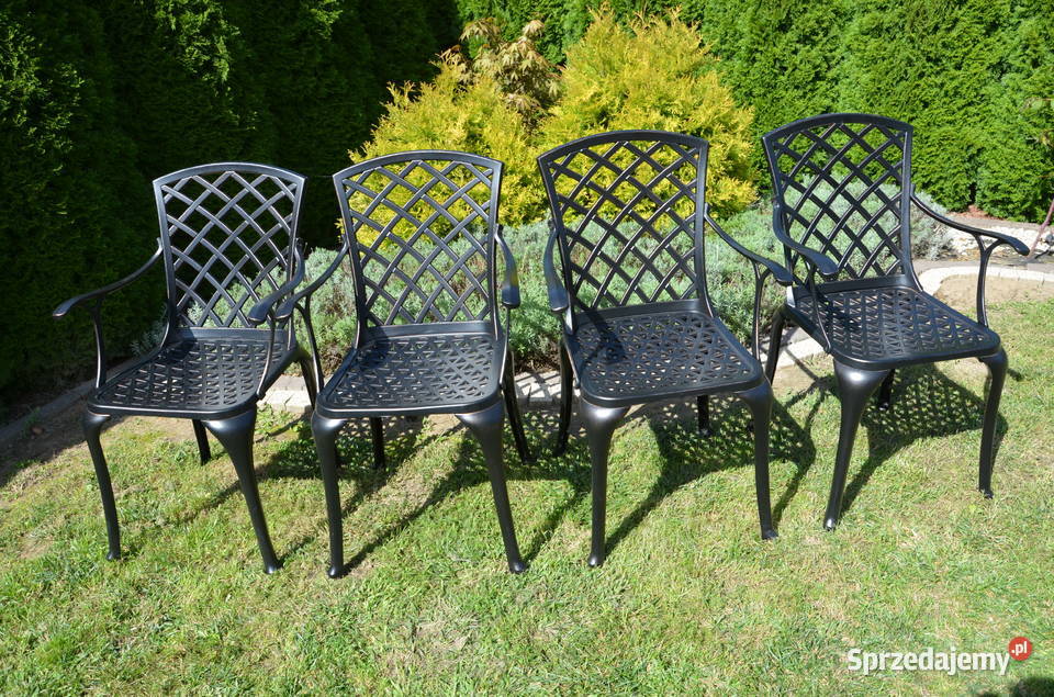 Krzesła ogrodowe metalowe taras balkon beże i brązy  Tarnów