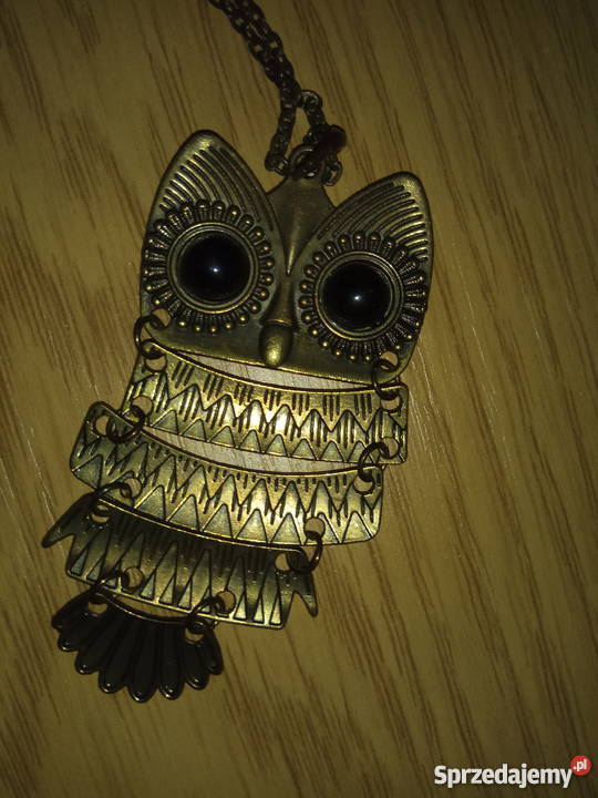 Naszyjnik wisior z łańcuszkiem sowa stare złoto Pszczyna