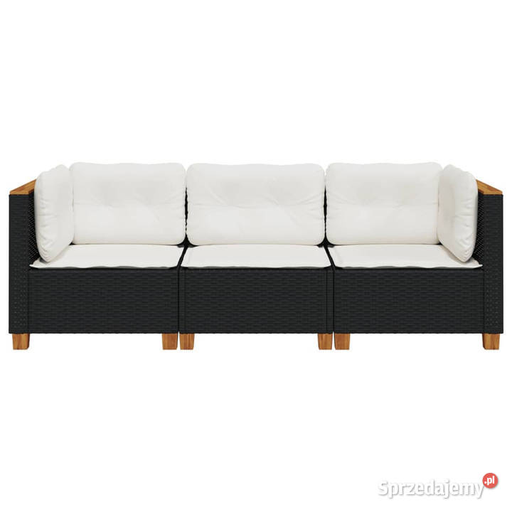 Sofa ogrodowa z poduszkami 3osobowa czarna Warszawa