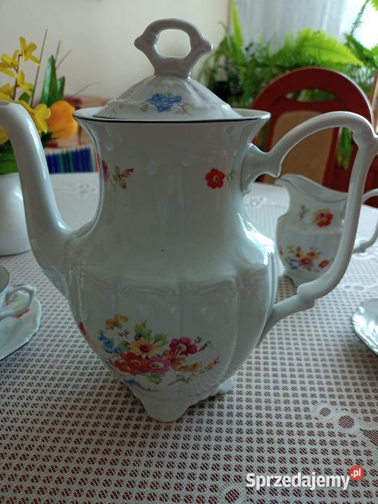 Serwis kawowy herbaciany porcelanowy Wałbrzych biały