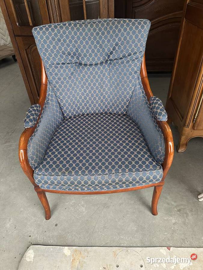 Elegancki stylowy fotel w kolorze niebieskim Sławoszewek