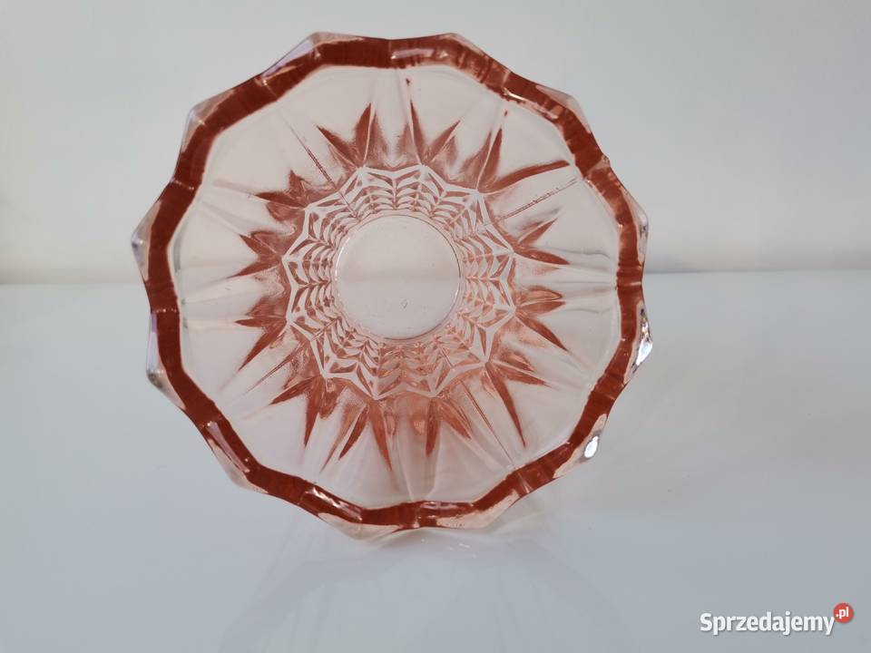Stary różowy wazon szkło Art Deco Porcelana i szkło Katowice