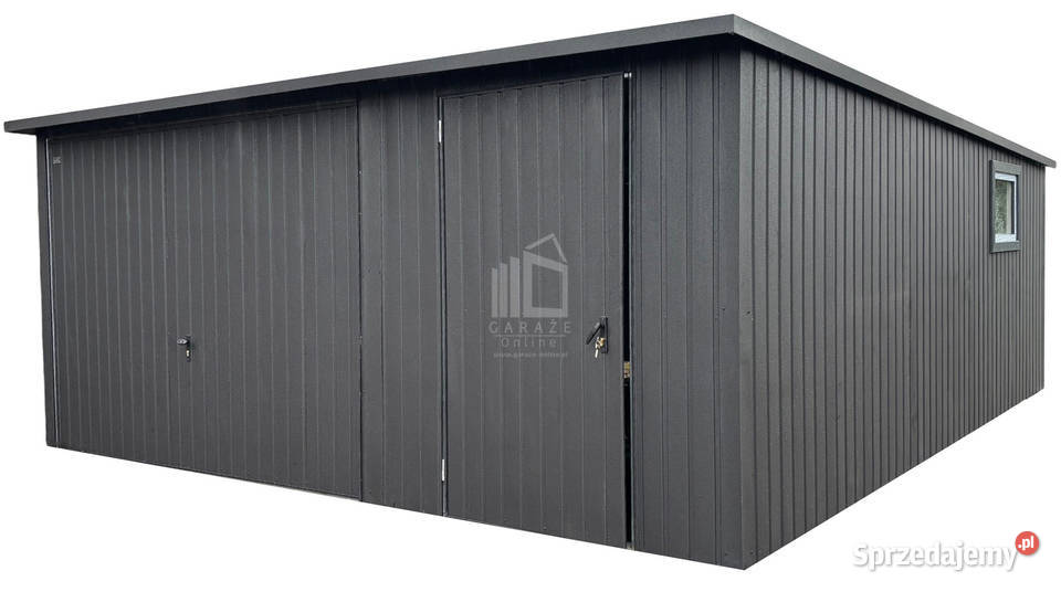 Garaż blaszany 5x6m brama uchylna drzwi okno