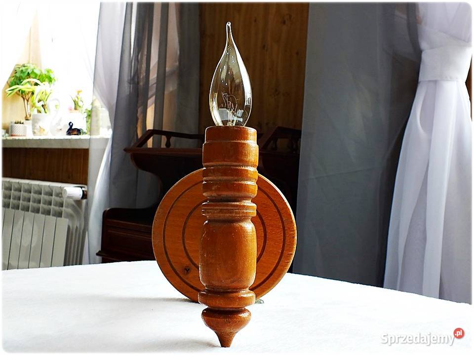 Stary Kinkiet drewniany Lampa ścienna z lat 5060 Żary sprzedam