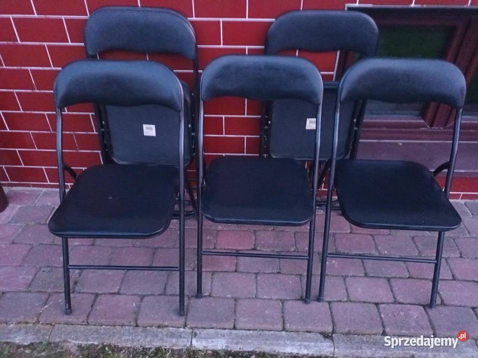 Krzesła składane na metalowym stelażu czarne Rzeszów