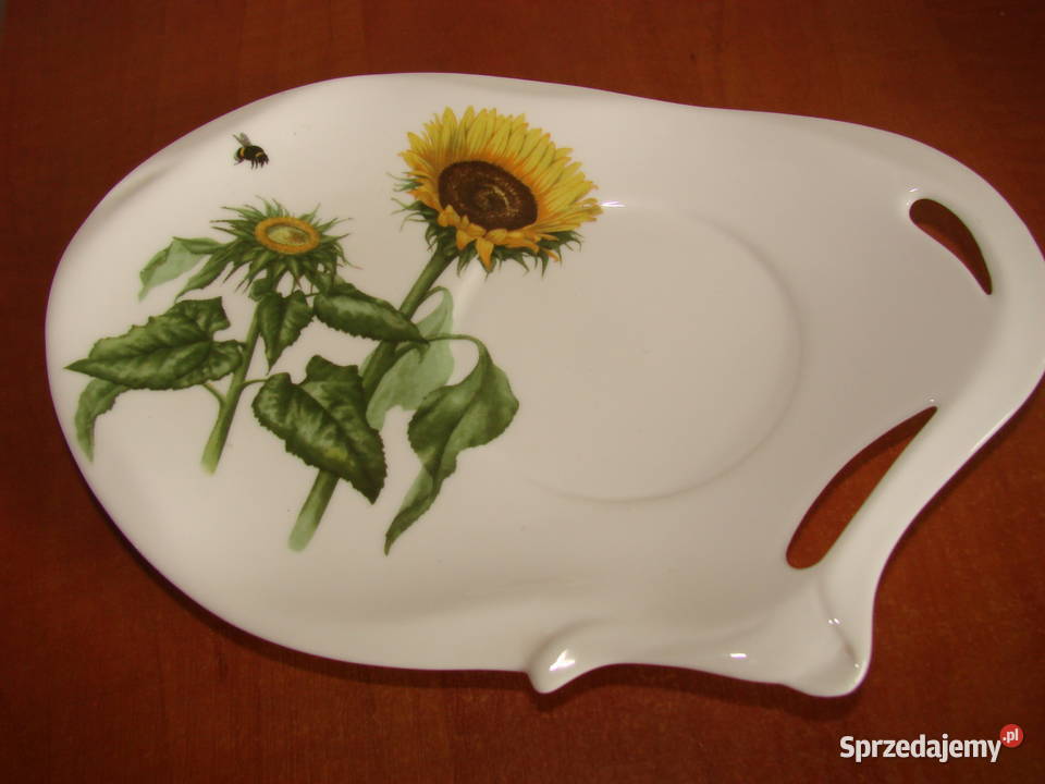 porcelanowy talerzykpodstawka ze słonecznikami pomorskie Pruszcz Gdański