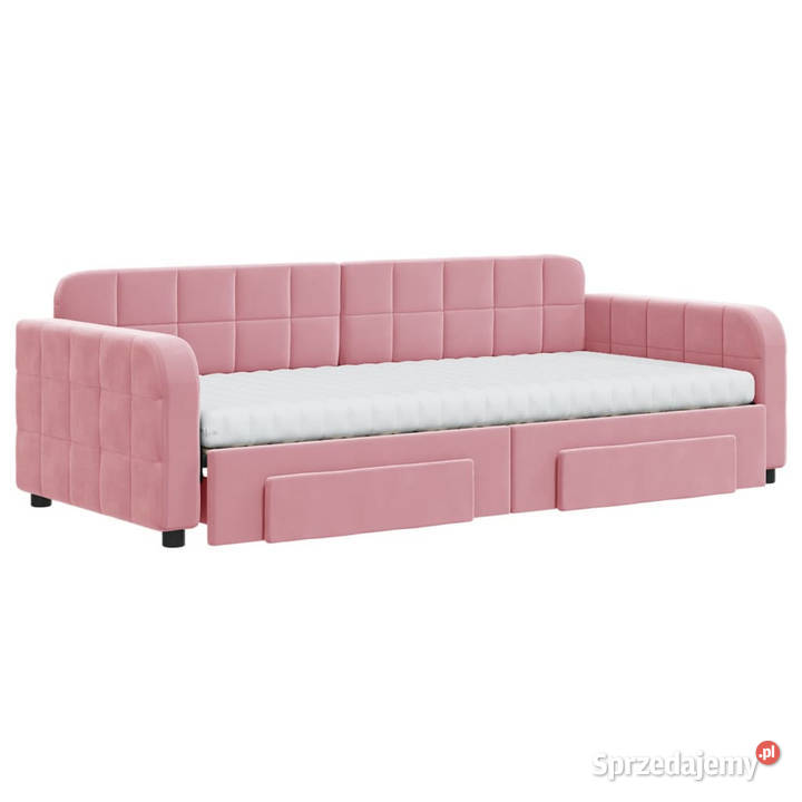 Sofa rozsuwana z szufladami różowa aksamit Warszawa