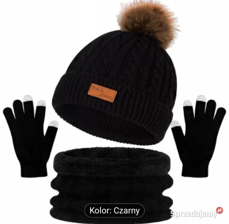 Komplet CZAPKA KOMIN SZAL rękawiczki CIEPŁY Wieluń