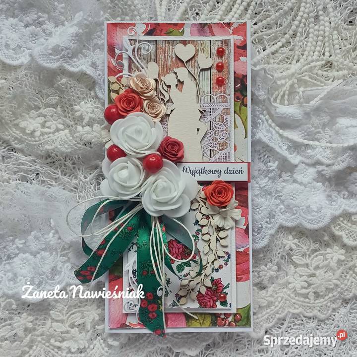 Kartka ślubna hand made folk góralska ślub małopolskie Mszana Dolna