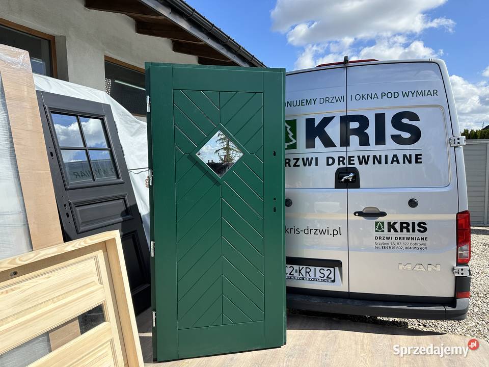 Drzwi zewnętrzne drewniane białe ANGIELSKIE Drzwi zewnętrzne Grzybno