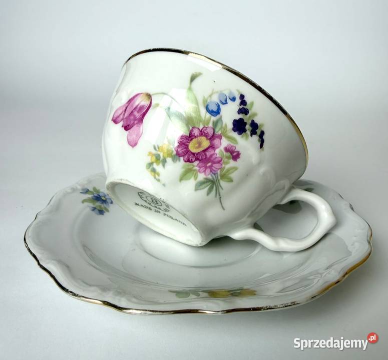 Filiżanka ze spodkiem Bogucice porcelana PRL