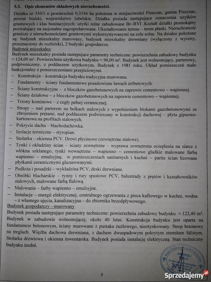 Sprzedam dom parterowy Piszczac Pierwszy sprzedam