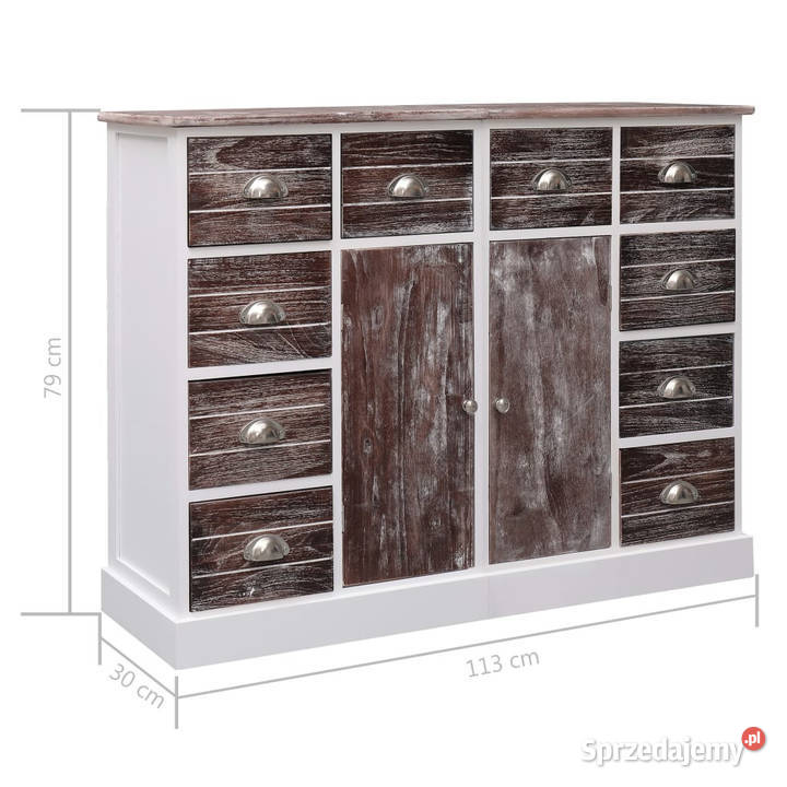 Komoda z 10 szufladami brązowa 113 x 30 x 79