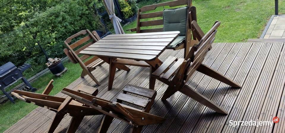 Składane meble ogrodowe stół ławka 4 krzesła Radomsko