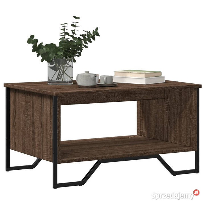 Stolik kawowy brązowy dąb 75x51x40 materiał Warszawa