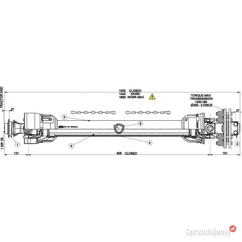 Wał ze sprzęgłem ciernym L1200 1200Nm Kamionna sprzedam