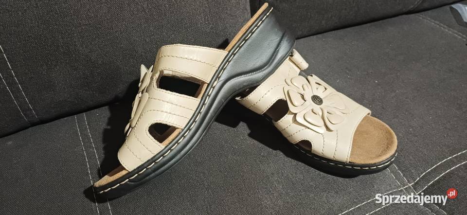 Klapki na kotornie skórzane 40 skóra Obuwie