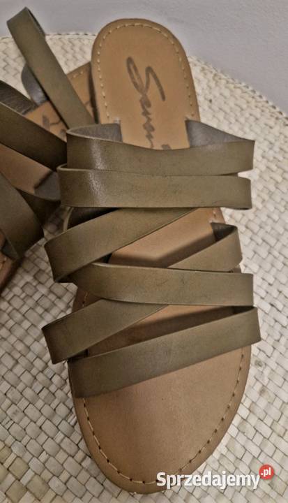 Klapki buty damskie Seven7 stan b paski khaki Lublin