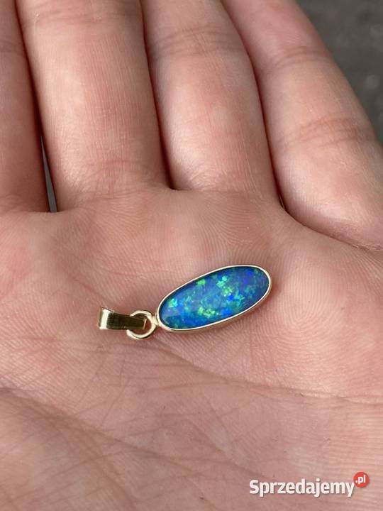 złota zawieszka z naturalnym opalem brazylijskim Warszawa sprzedam