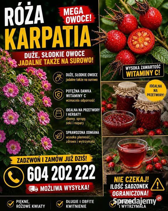 Róża jadalna Karpatia sadzonki 3 letnie w 15l Pozostałe Pozostałe lubelskie
