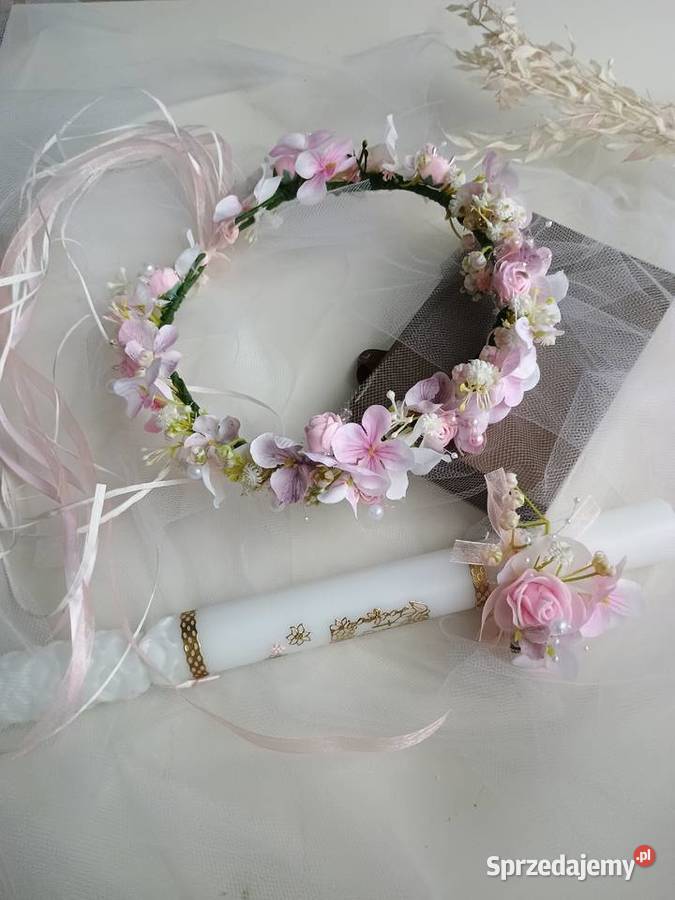 Wianek komunijny jasny róż Poznań
