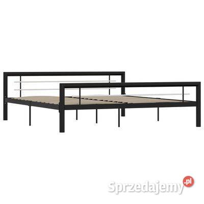 vidaXL Rama łóżka czarnobiała metalowa 180x200 mazowieckie Warszawa sprzedam