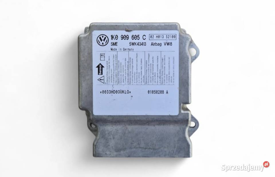 MODUŁ SENSOR AIRBAG A3 8L ALTEA GOLF V 1K0909605 Komputery Układ elektryczny, zapłon Działoszyce