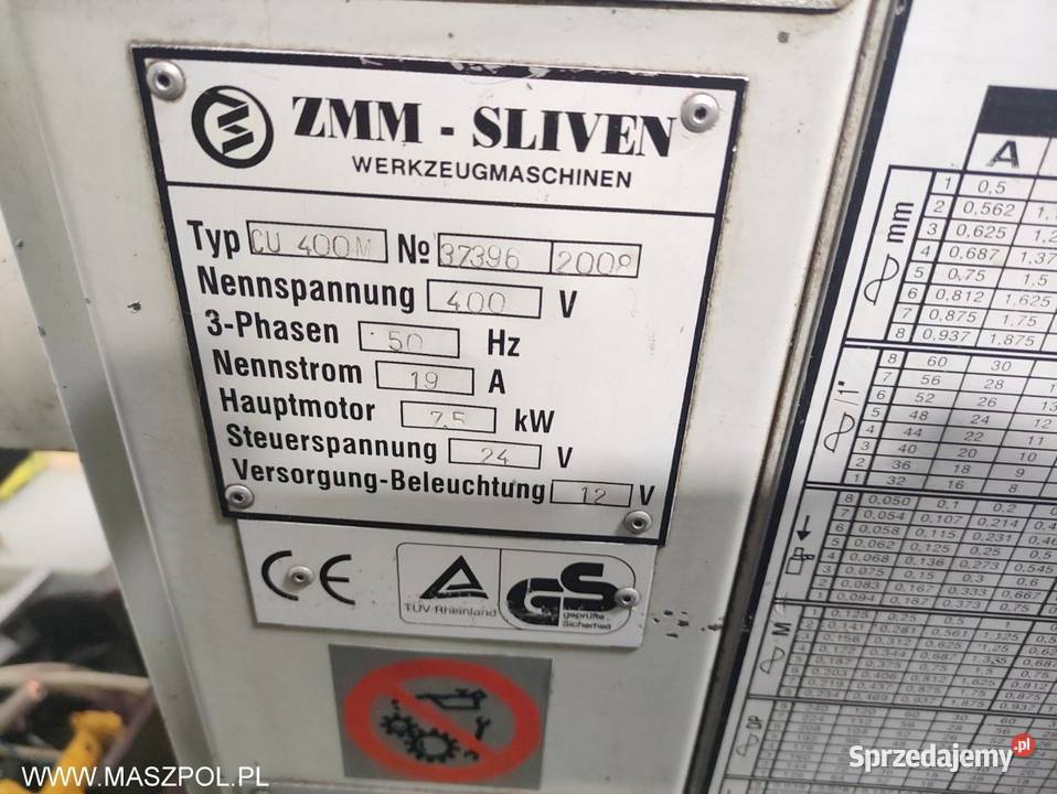 Tokarka uniwersalna CU 400M x 1500 2008 ZMM Głowno sprzedam