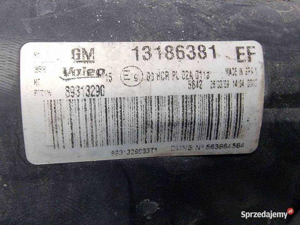 LAMPA LEWA PRZÓD OPEL CORSA D 13186381 Pozostałe Lipno