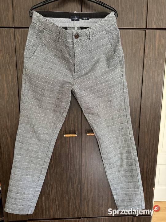 Spodnie męski 3232 Carry w kratkę szarobiałe Częstochowa