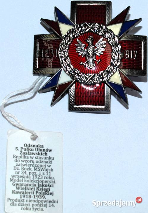 Odznaka 5 Pułk Ułanów Zasławskich II RP REPLIKA Warszawa sprzedam