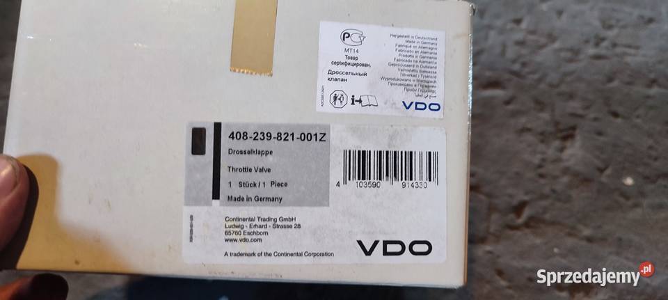 Korpus przepustnicy VDO PEUGEOT 408239821001Z podkarpackie Stalowa Wola