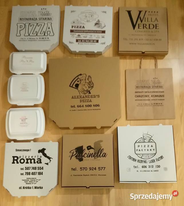 Karotny pudełka na pizzę z nadrukiem boki Lublin